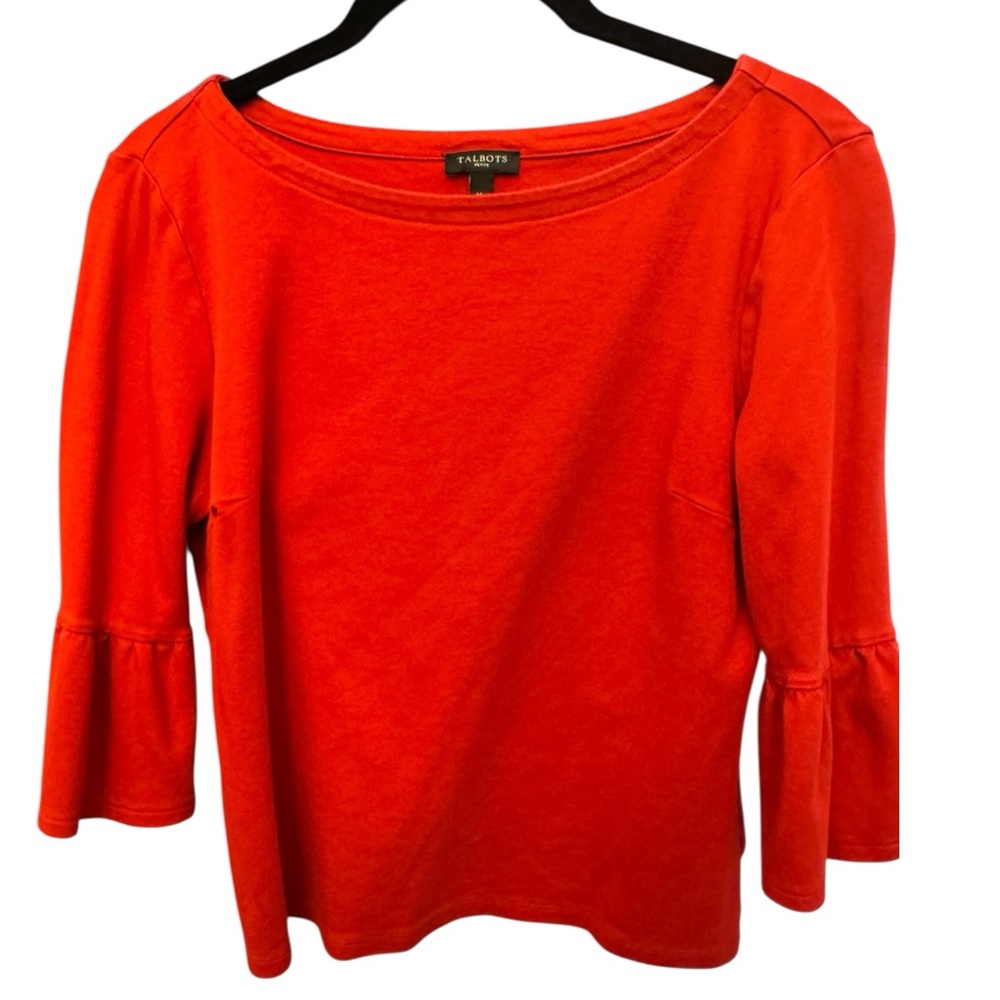 Talbots Red Ruffled 3/4 Sleeve Blouse